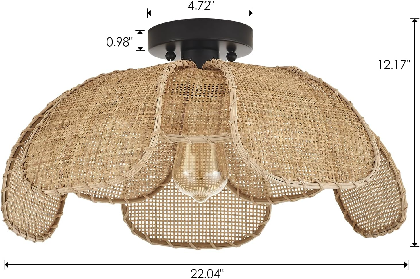 Willa Rattan Flower Ceiling Light Dimension