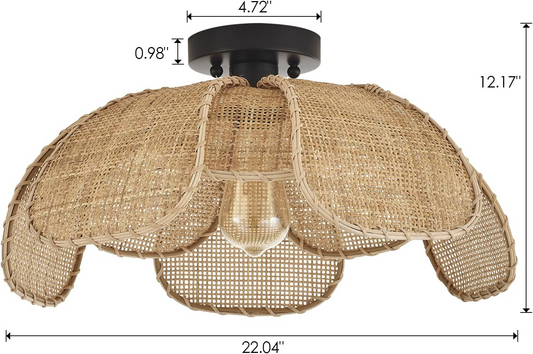 Willa Rattan Flower Ceiling Light Dimension