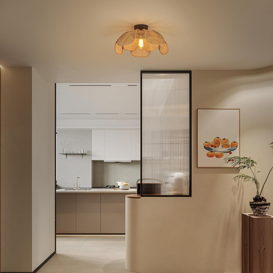 Willa Rattan Flower Ceiling Light for Japandi Kitchen
