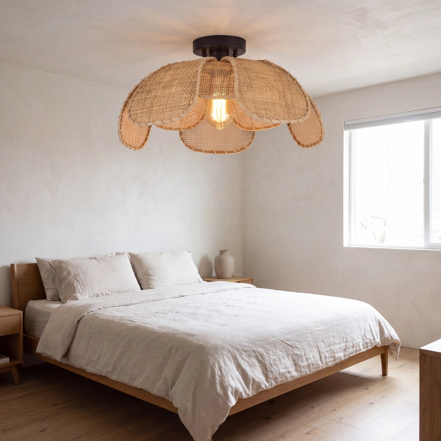 Willa Rattan Flower Ceiling Light for Minimalist Bedroom