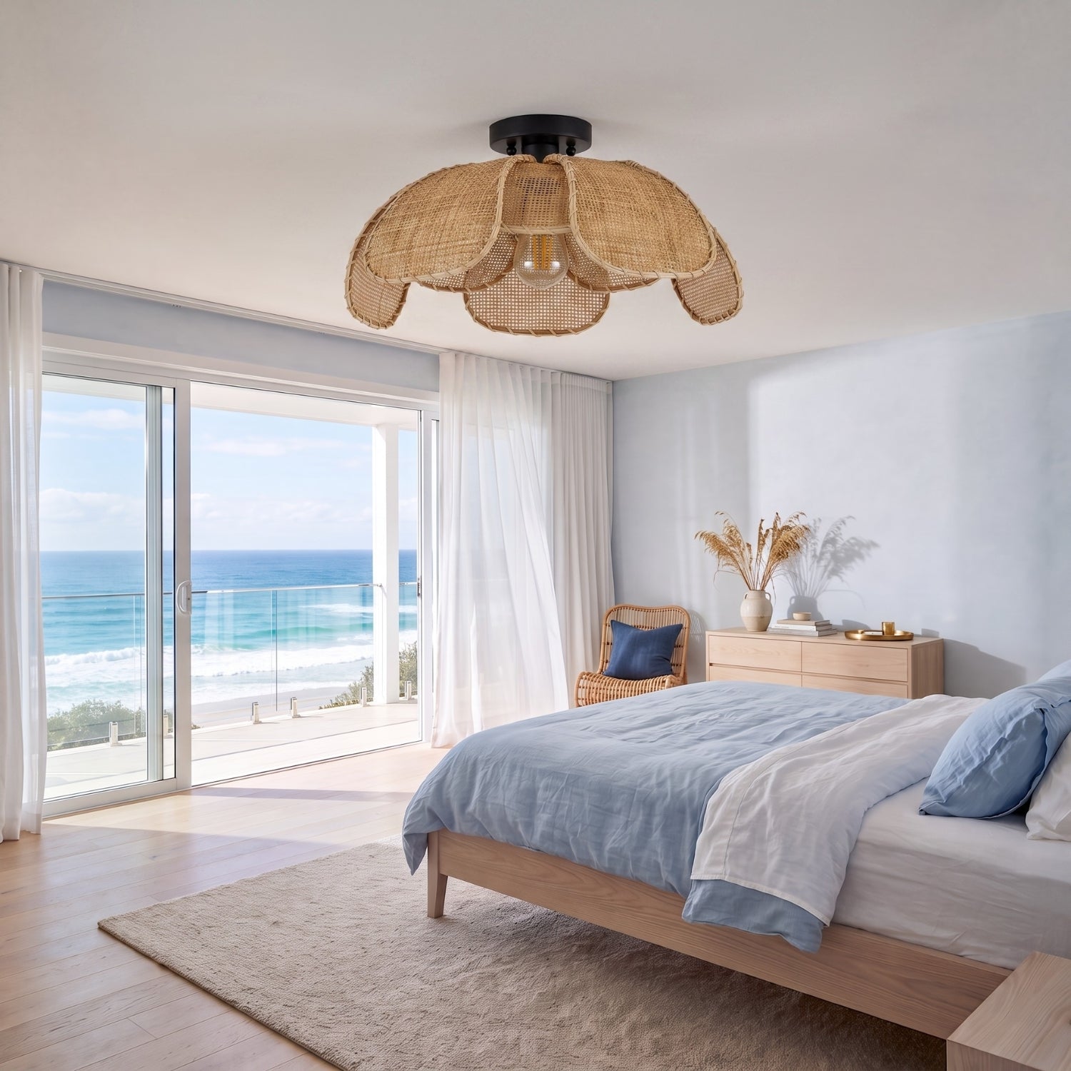 Willa Rattan Petal Ceiling Light for Bedroom