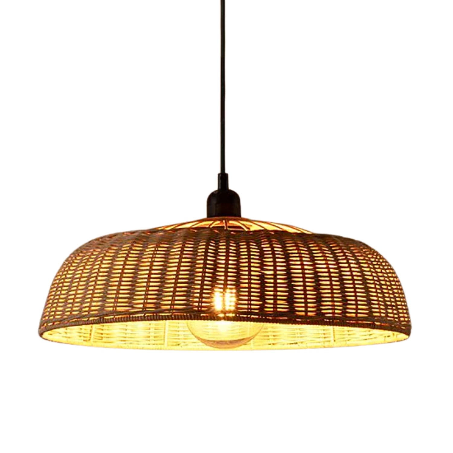 Woven Dome Rattan Pendant Light