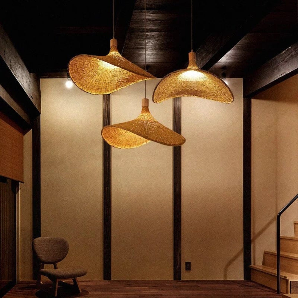 woven rattan pendant light for stariwell