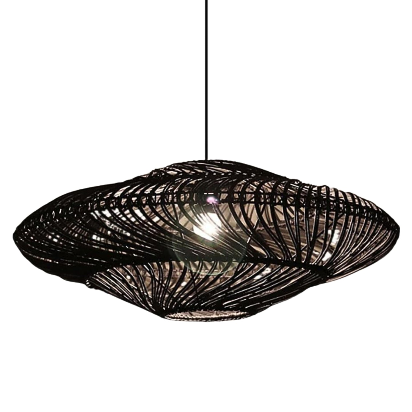 Woven Rattan Vintage Flying Saucer Pendant Lamp