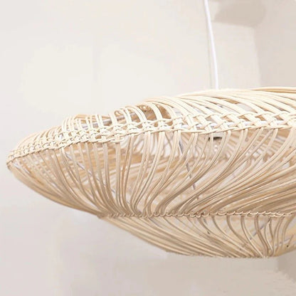 Woven Rattan Vintage Flying Saucer Pendant Lamp