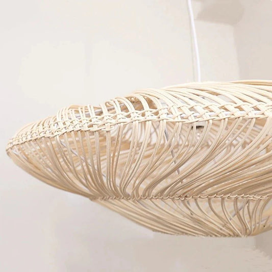 Flying Saucer Woven Rattan Pendant Light