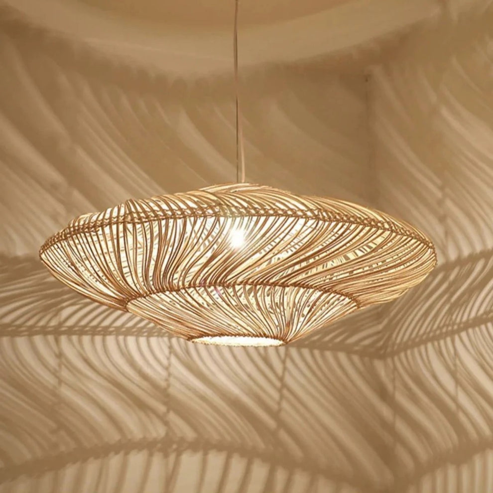 Flying Saucer Black Rattan Pendants – IndochinaLight