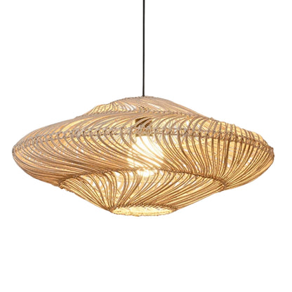 Woven Rattan Vintage Flying Saucer Pendant Lamp