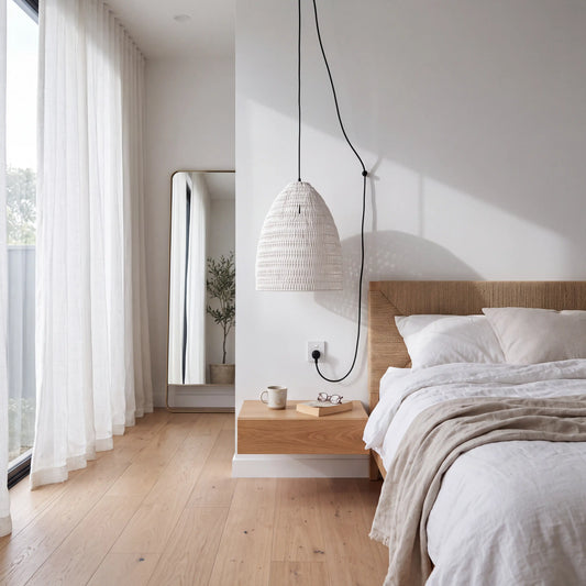 Yujidao White Bamboo Pendant Light for Bedroom