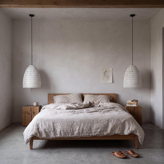 Yujidao White Bamboo Pendant Light for Bedside