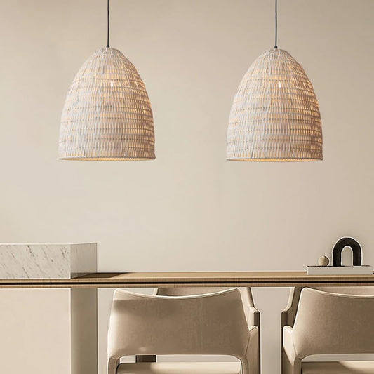 Yujidao White Bamboo Pendant Light for Dining Room
