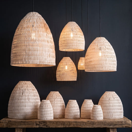 Yujidao White Bamboo Pendant Light Shades